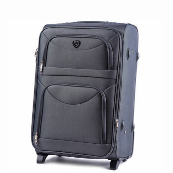 Średnia walizka ciągana 60L miękka 6802 szary