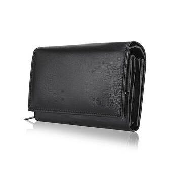 Mniejszy portfel damski skórzany z ochroną RFID P20 czarny