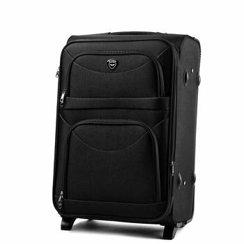 Średnia walizka ciągana 60L miękka 6802 czarny
