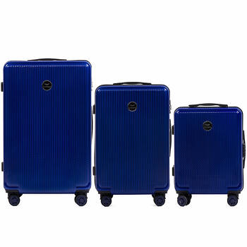 Zestaw 3 twarde walizki PC565-KPL z policarbonu granatowy
