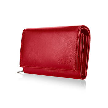 Mniejszy portfel damski skórzany z ochroną RFID P20 czerwony