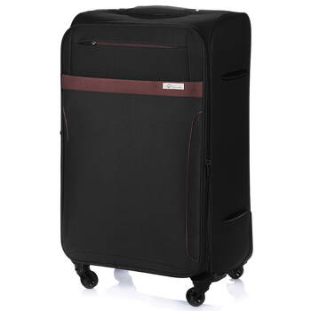 Bardzo duża lekka miękka walizka XL STL1316 czarno-brązowy