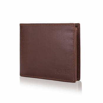Skórzany portfel męski 17 kieszeni SW29 brązowy