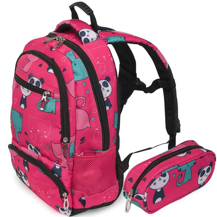 Plecak dziecięcy z piórnikiem PANDA BP20-02 pink