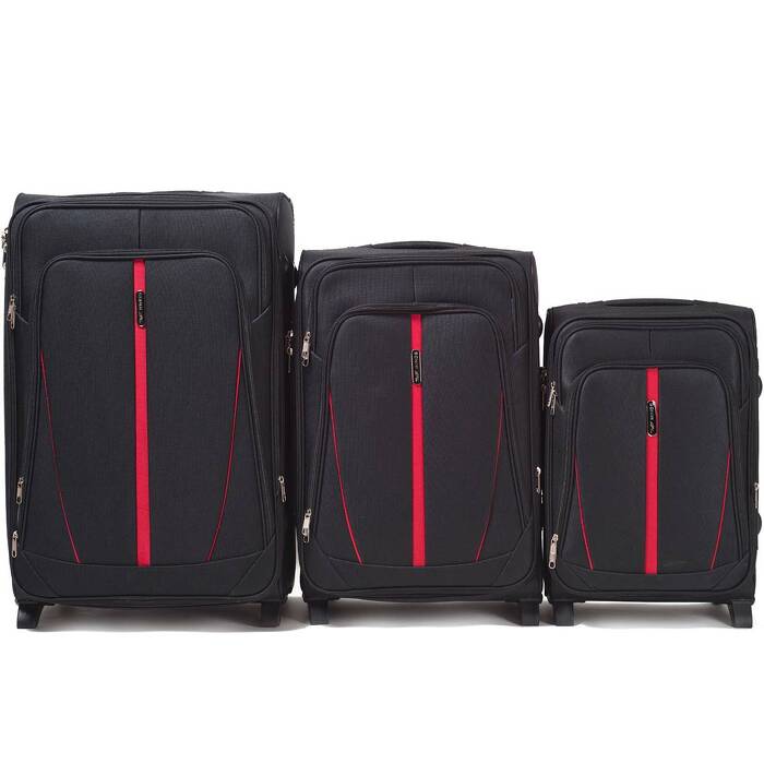 Zestaw 3 miękkie walizki 1706(2)-3 KPL czarny