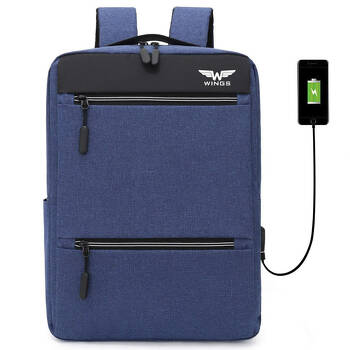 Plecak z miejscem na laptopa i wyjściem USB BP30-04 niebieski