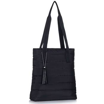 Pikowana torebka shopperka FB46 czarny