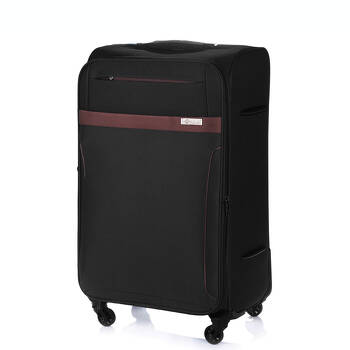 Średnia miękka lekka walizka M STL1316 czarno-brązowy