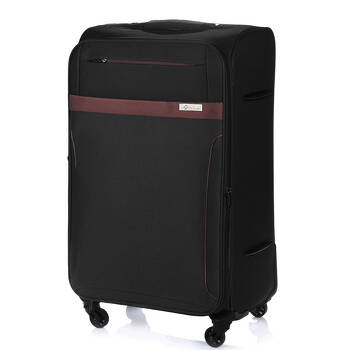 Duża lekka miękka walizka L STL1316 czarno-brązowy