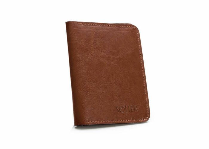 Cienki portfel męski skórzany SW15A brązowy